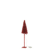 Sapin de Noël décoratif J-Line rouge avec lumières LED, vue de face