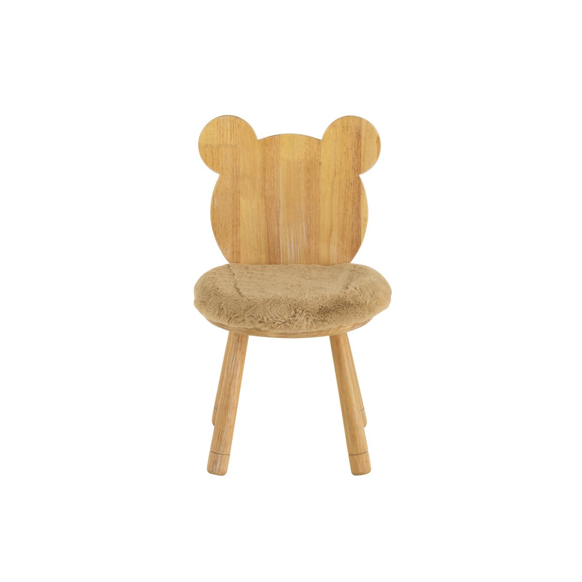 Chaise enfant Ours J-Line en bois naturel, vue de face