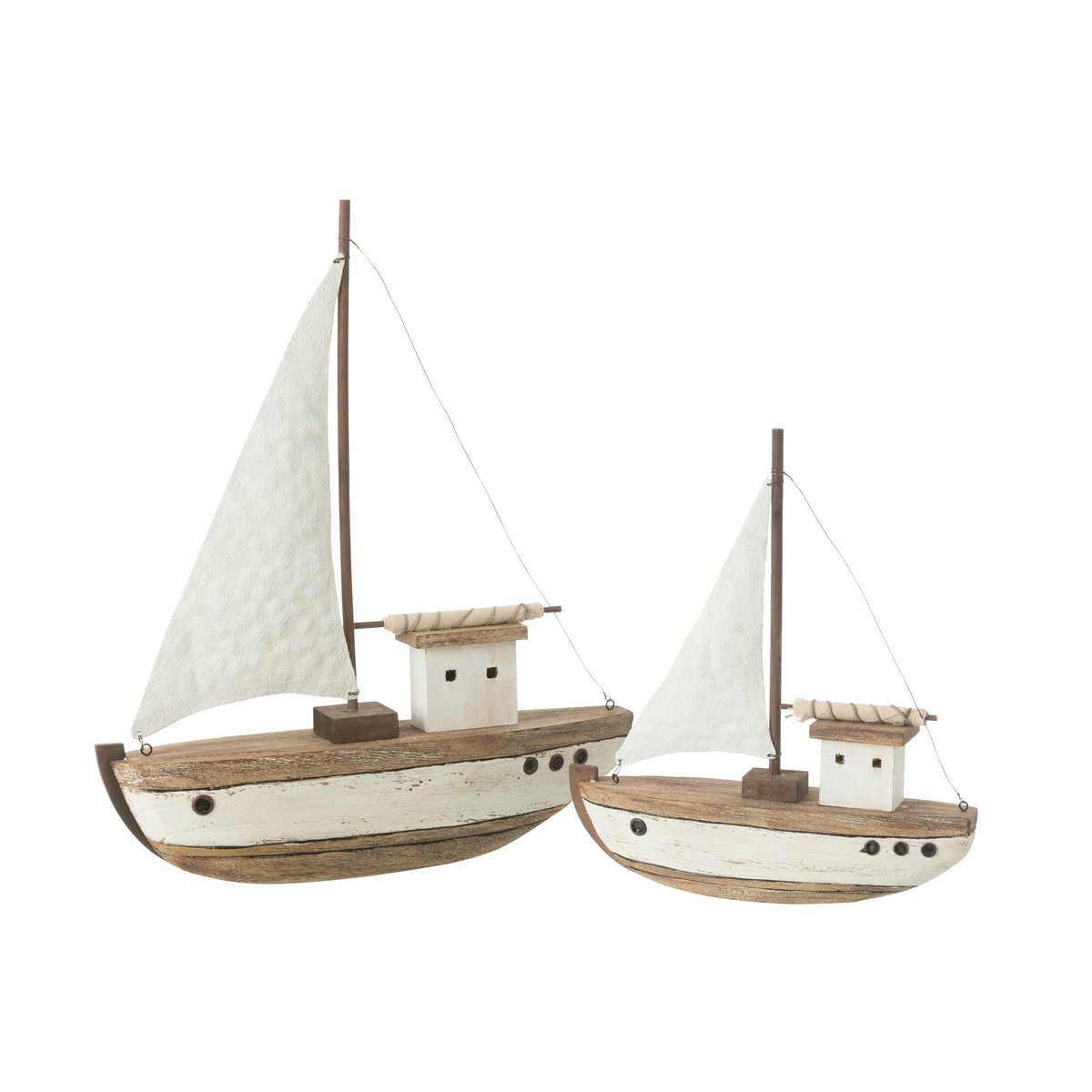 Boot 1 Sail J-Line en bois naturel et blanc, vue de face