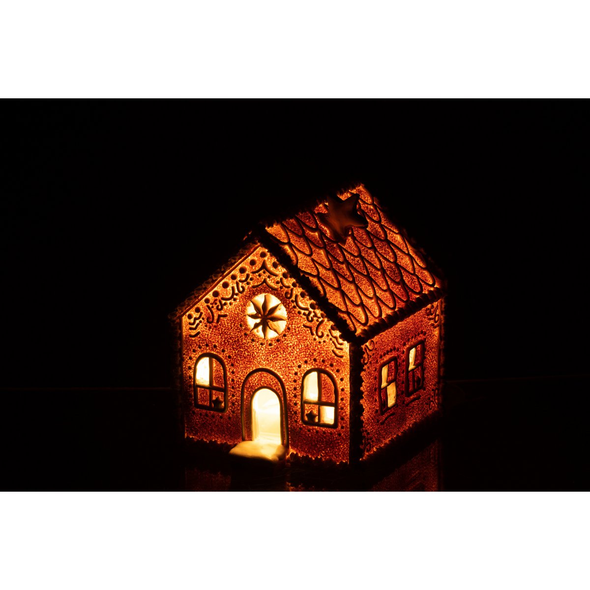 Maison Pain d'Épice LED de J-Line, vue latérale montrant les dimensions