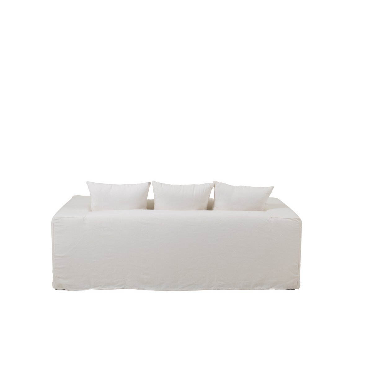 Zoom sur la texture en lin blanc de la housse de canapé