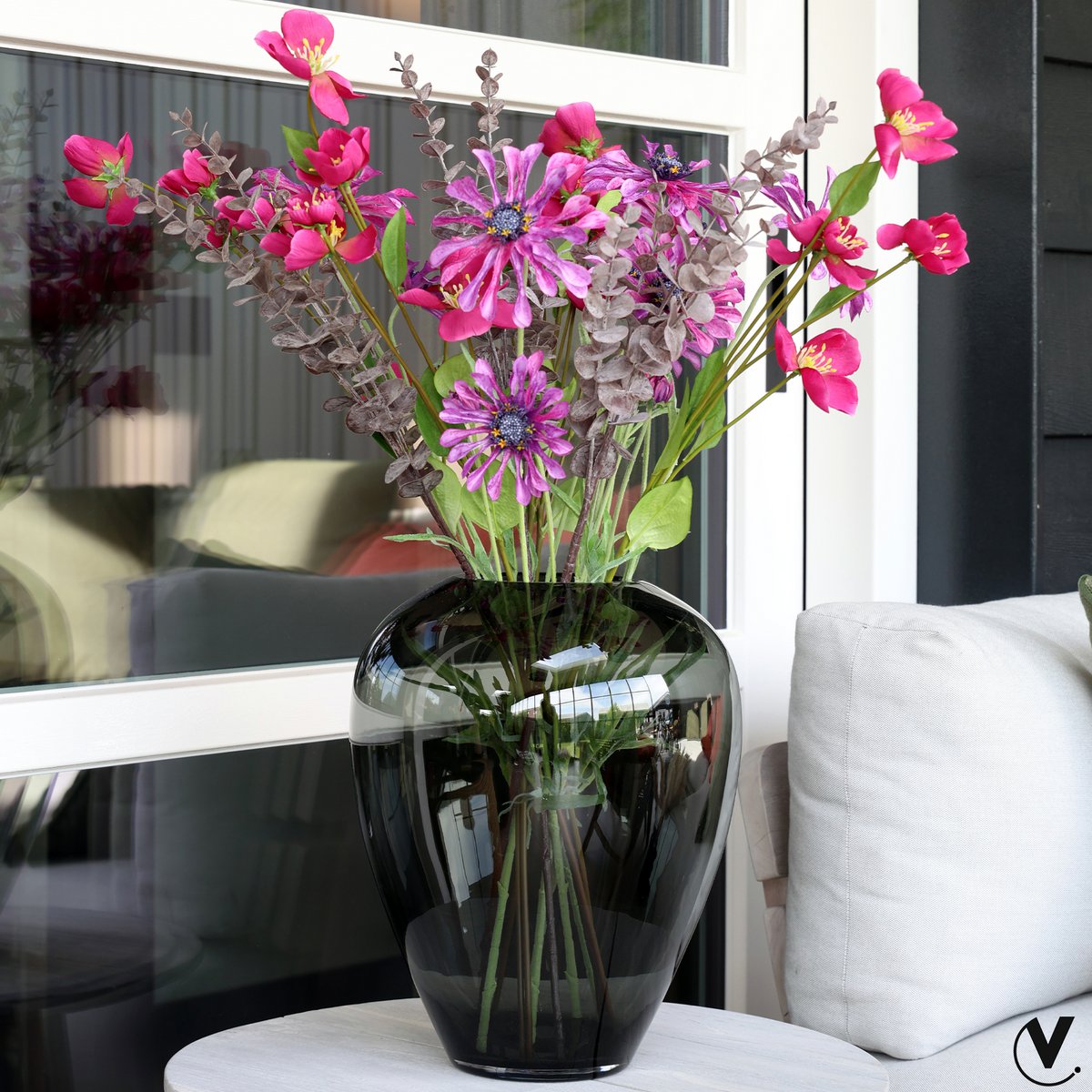 Vase noué en verre gris anthracite
