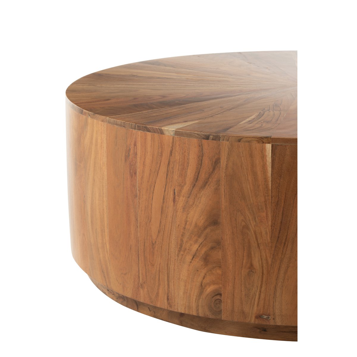 Table basse ronde J-Line en bois naturel, vue de face