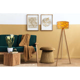 Lampe debout "Finja" en plastique / holzimitation de couleur naturelle, avec un éclairage de version E27 pour le salon, la salle à manger ou le bureau, 148 cm de haut