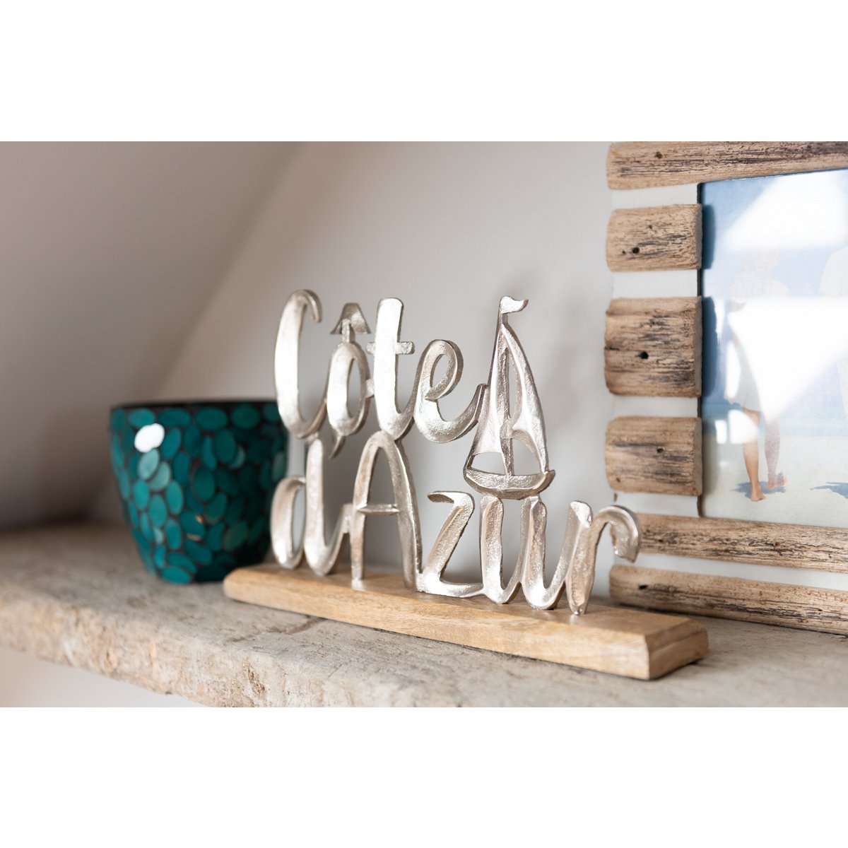 Serre-livres J-Line Cote D'Azur en aluminium argenté, design moderne