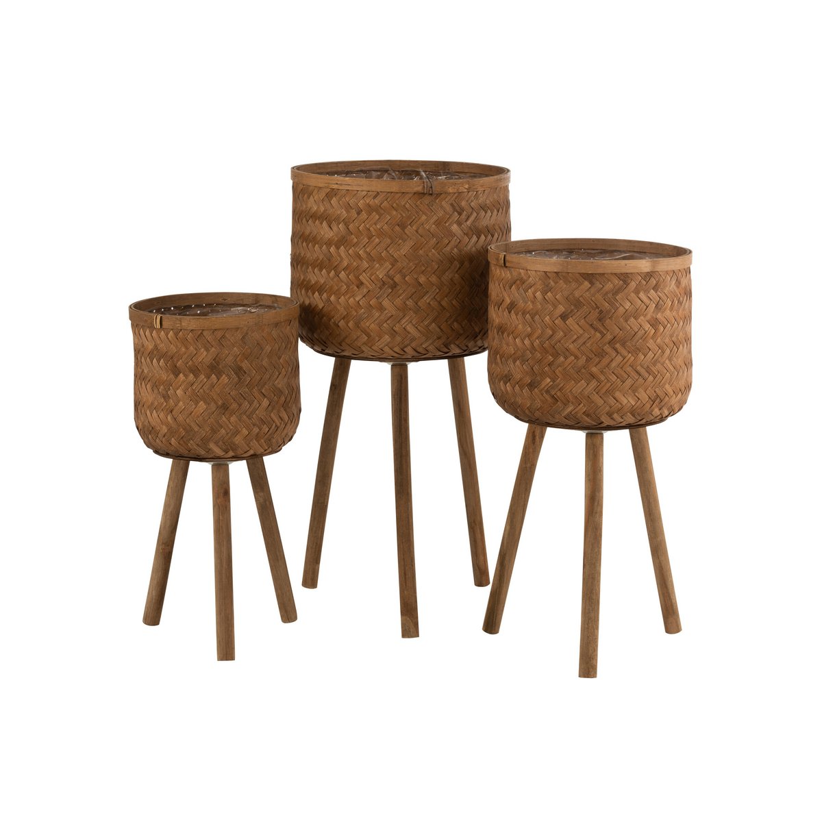 Ensemble de trois cache-pots J-Line sur pieds
