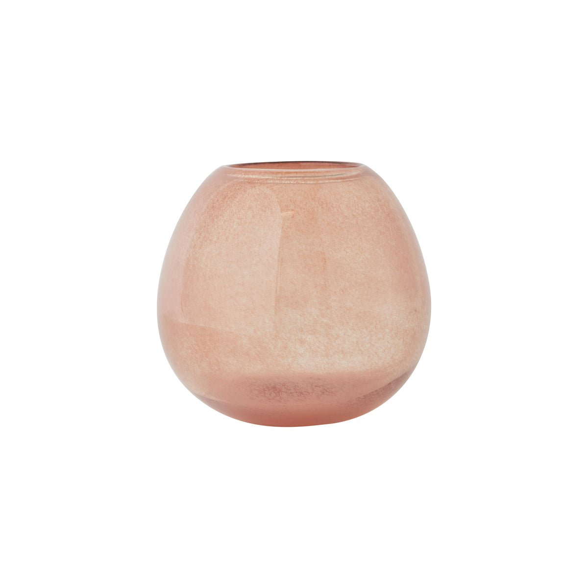 Vase Lasi en verre taupe, forme organique et élégante.