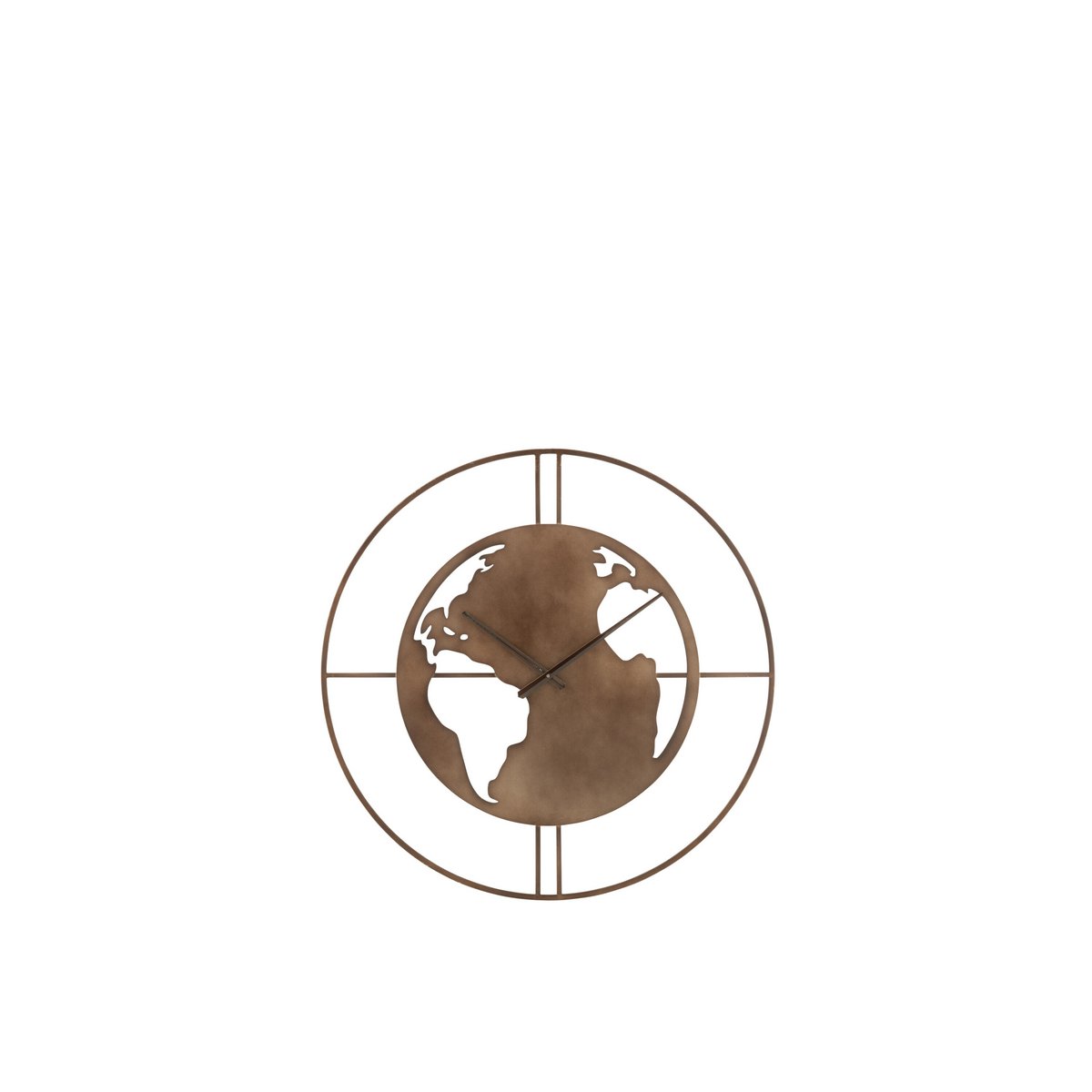 Détail de l'horloge Map World J-Clow, métal marron et style unique