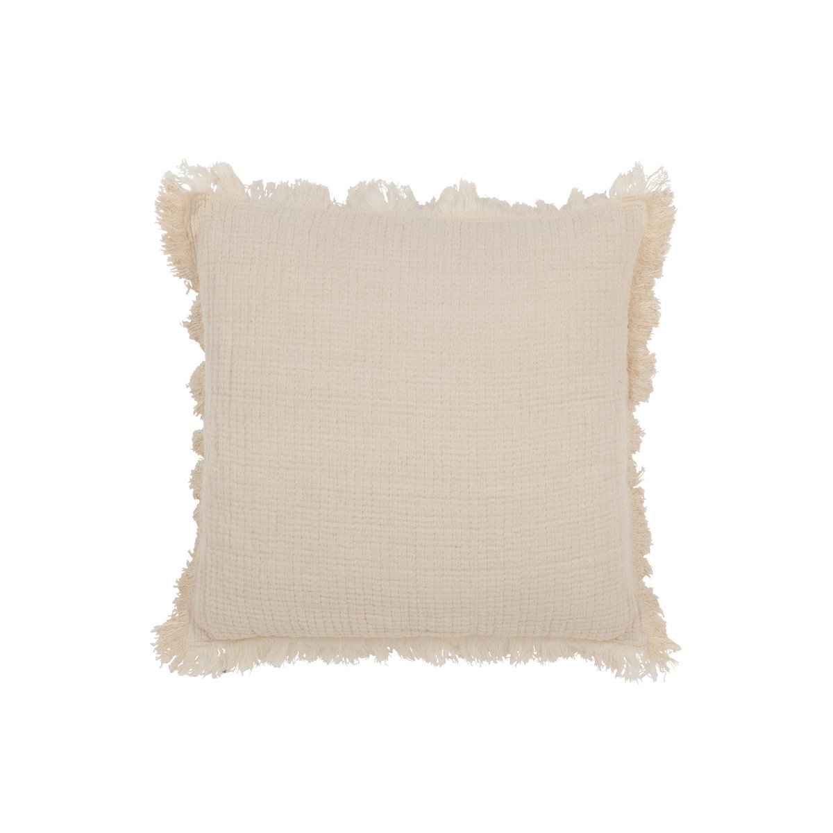 Détail des franges du Coussin Mousseline, couleur beige clair