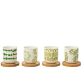 Set J-Line de 4 sacs et boîte en bambou et céramique vert, vue de face