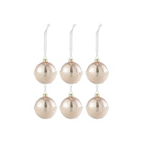Boule de Noël J-Line en verre rose clair avec sequins, vue de face.