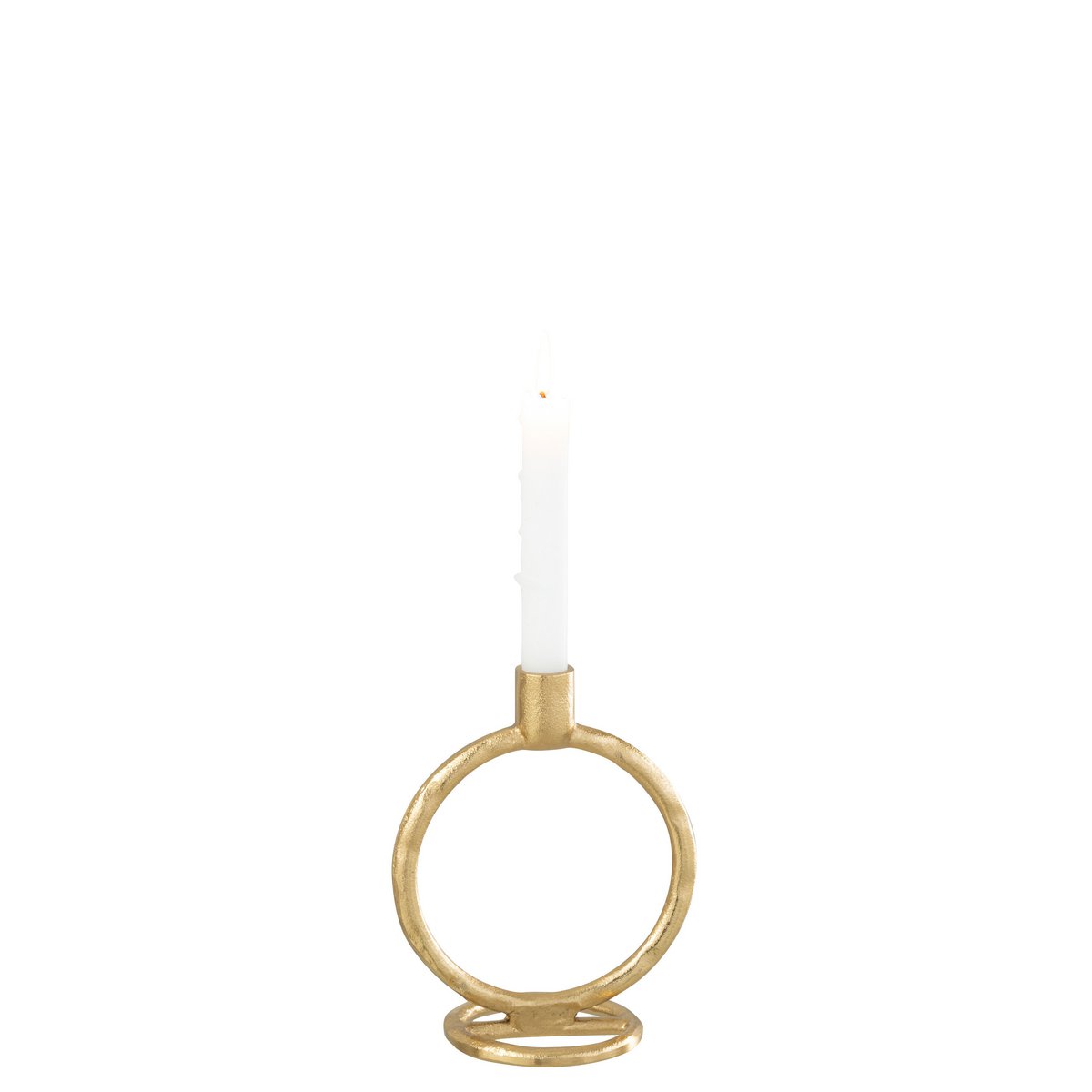 Bougeoir J-Line Ring en aluminium doré, vue de face