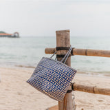 Sac à provisions bleu | Sac de plage | Tote Bag KIDUL en rotin