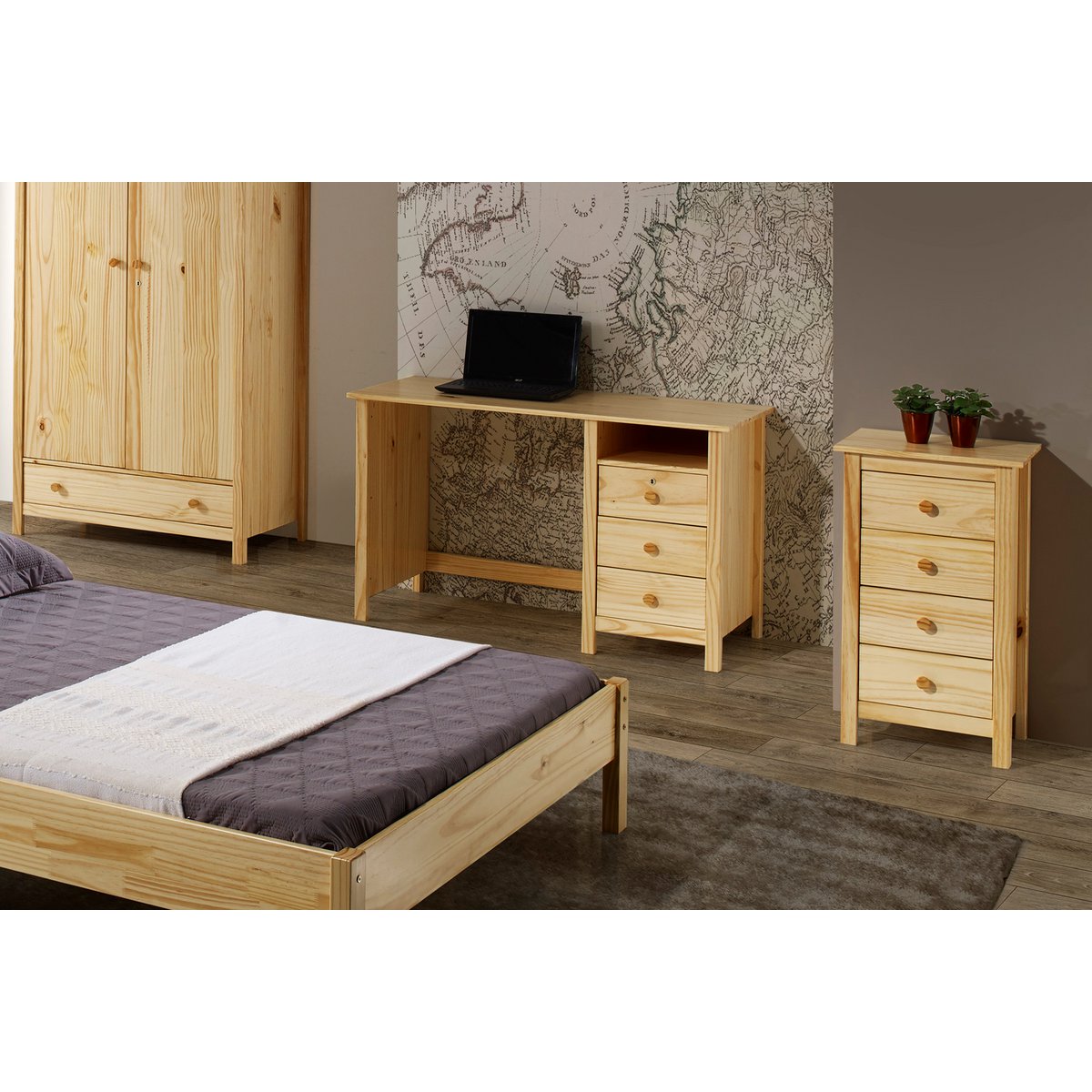 Commode en bois intégrée dans un salon moderne et élégant