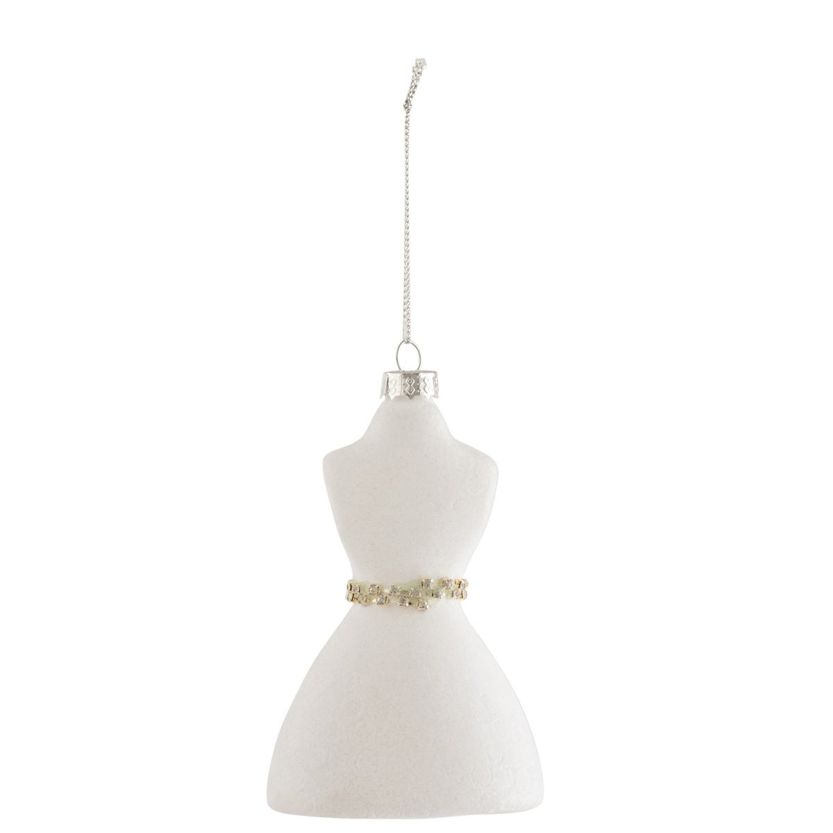Suspension Buste J-Line en velours et verre blanc, vue de face