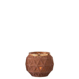 Photophore boule J-Line en verre et velours ocre, vue de face