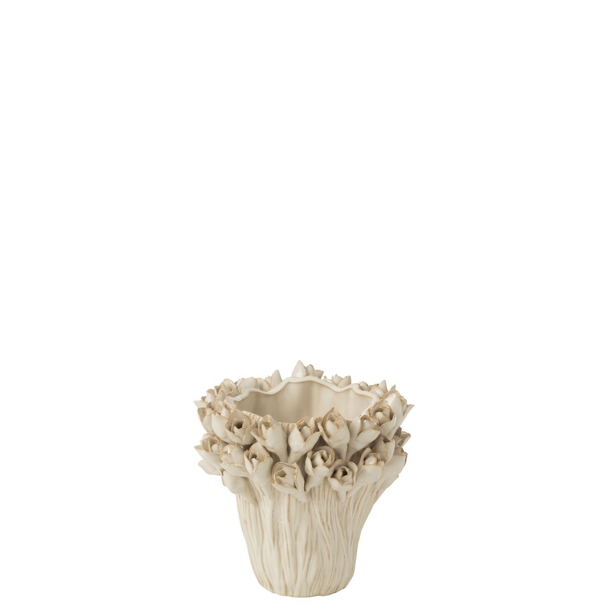 Vase J-Line Ambrasia blanc étroit, design contemporain en céramique