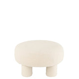 Tabouret J-Line rond en Teddy bouclé blanc, vue de face