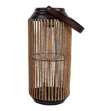 LED SOLAIRE LED "KORBINIAN" pour le jardin et la terrasse, lampe décorative en métal avec tension de jute dans la nature, LED lampe solaire fermement installée pour l'extérieur 29 x 13 cm
