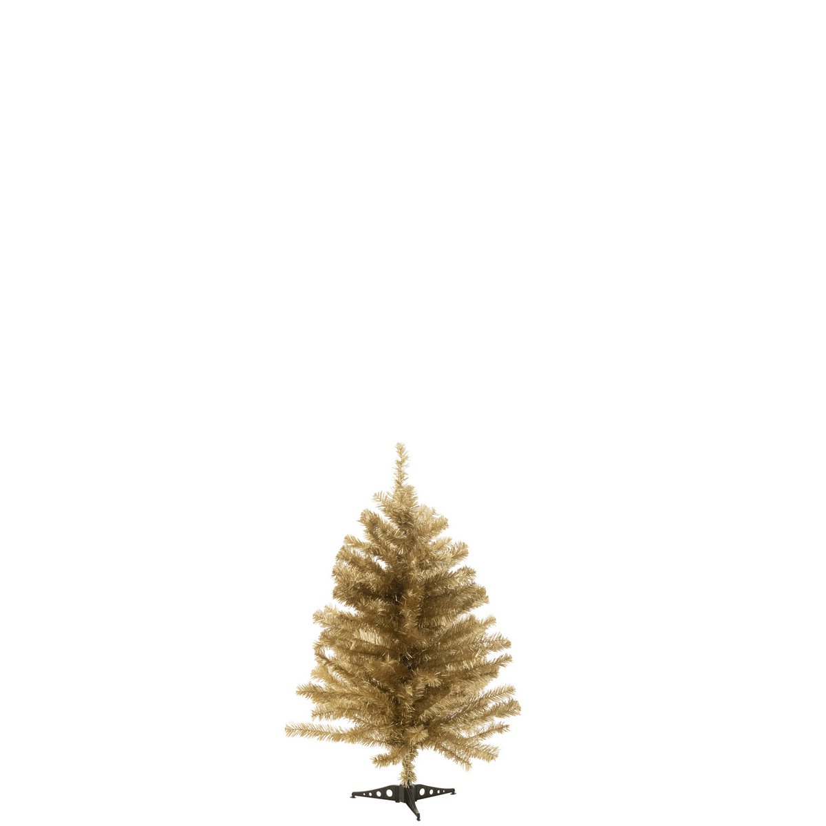 Détails du sapin de Noël J-Line, finition en plastique doré, parfait pour un intérieur chic.