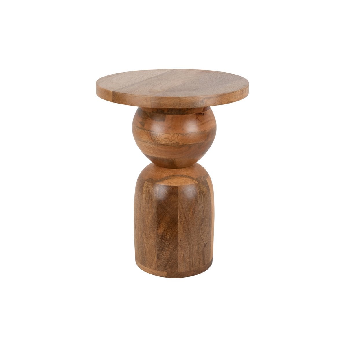 Table d'appoint Dia Large en bois de manguier avec un design rond et élégant