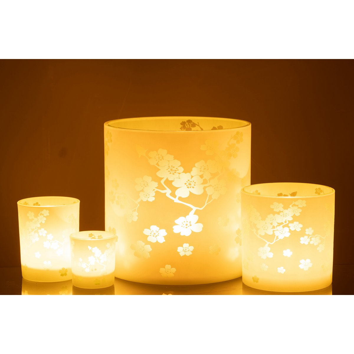 Lanterne J-Line Fleurs en verre vert, éclairage doux