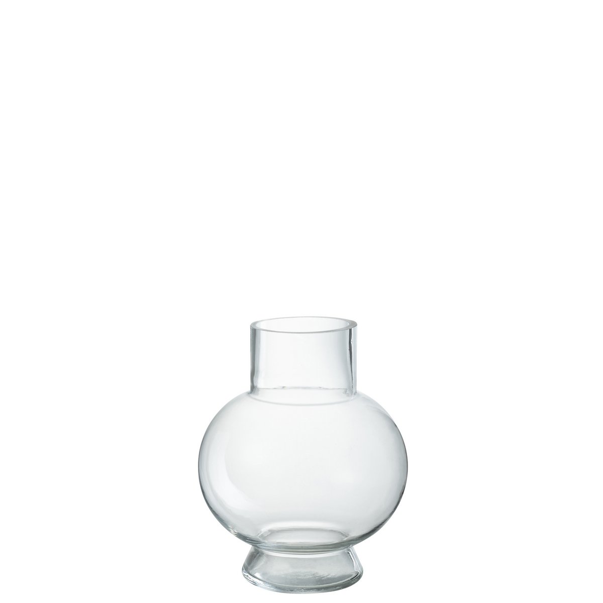 Vase Verre Convexe Transparent J-Line avec fleurs, vue de côté