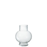 Vase Verre Convexe Transparent J-Line avec fleurs, vue de côté