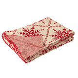 Couverture J-Line Flocons de neige en coton blanc et rouge, vue d'ensemble