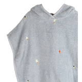 Poncho de plage brodé GOTS - Bleu Perle