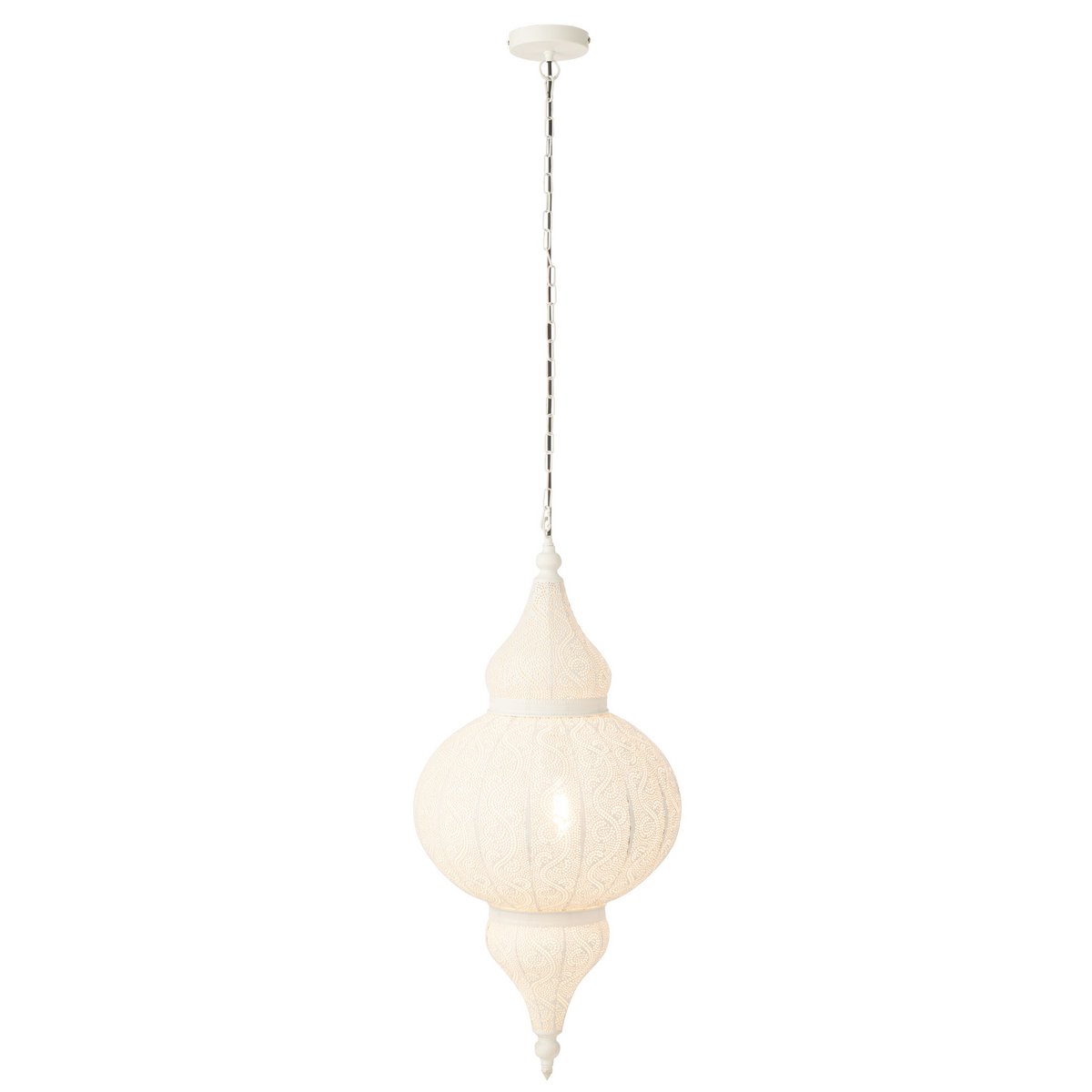 Lampe à suspension J-Line Drill en métal blanc, vue de face