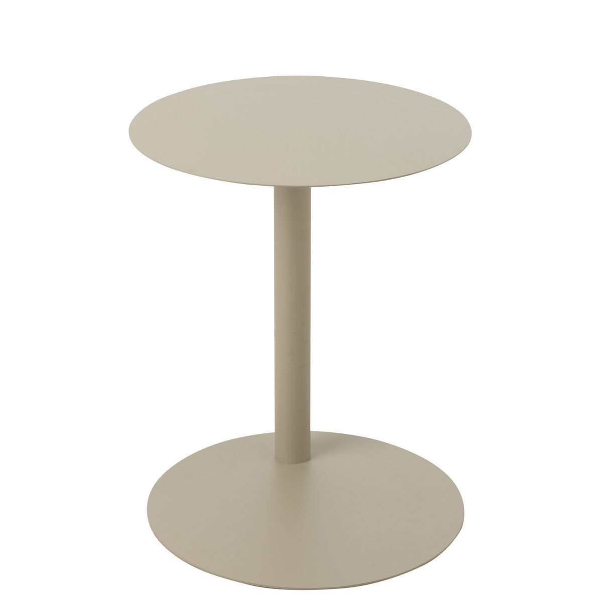 Table d'Appoint Ronde J-Line en Métal Beige vue de face