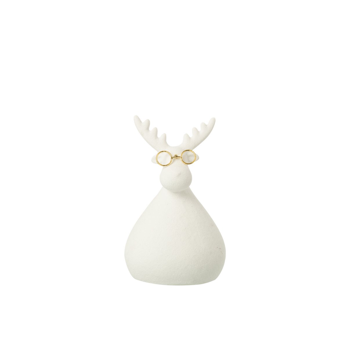Figurine Renne J-Line en porcelaine blanche et dorée, élégante et festive