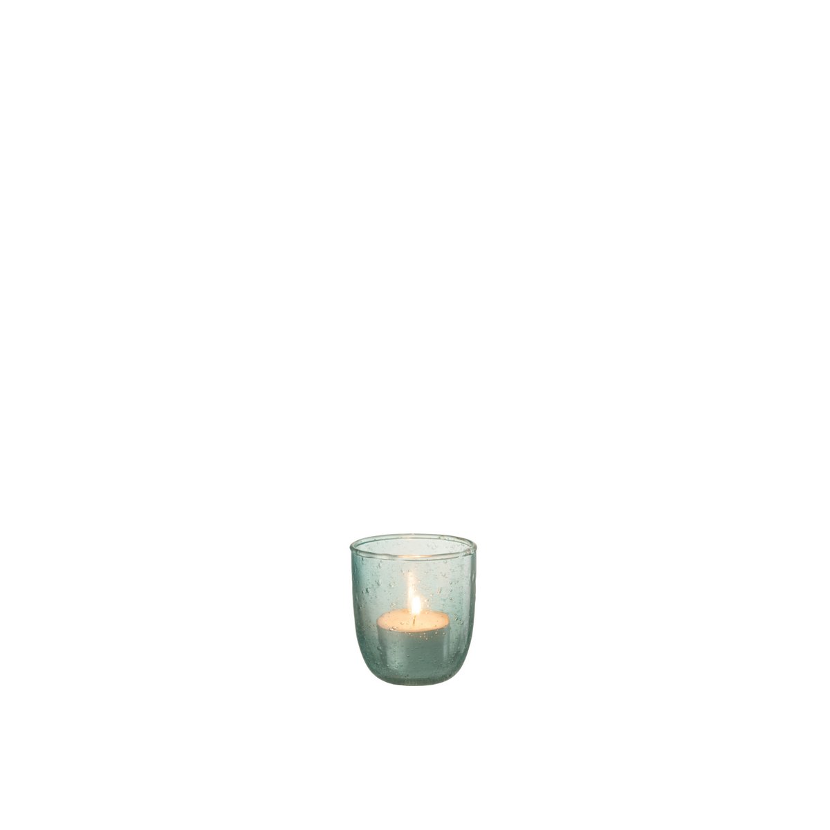 Bougeoir Bubbels en verre aqua de J-Line, détail du verre