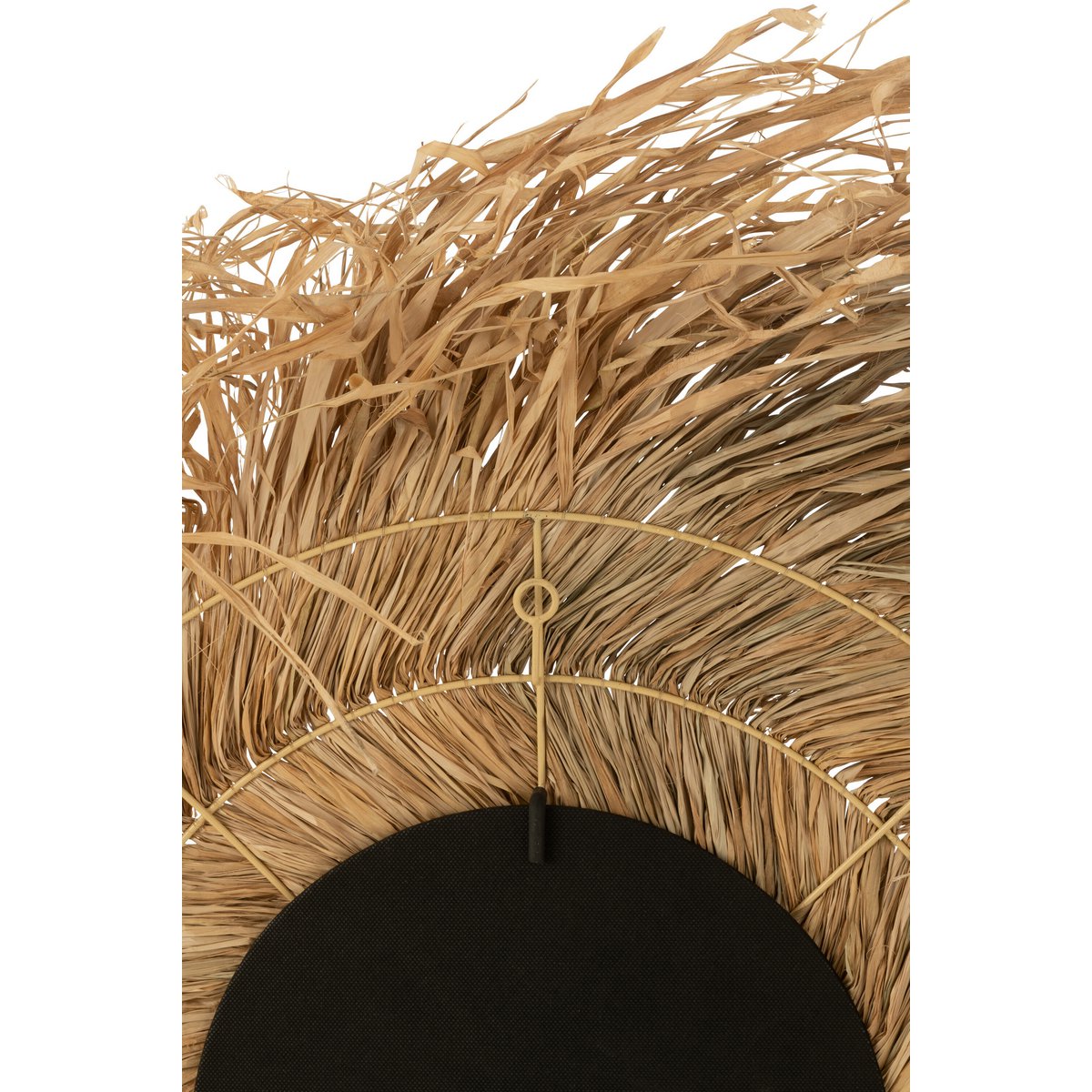 Miroir rond J-Line Grass, rotin naturel, diamètre 90 cm