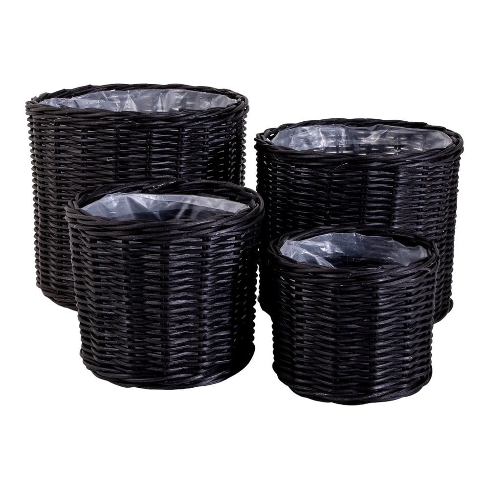 Paniers Bogor en rotin noir, lot de 4, vue de face