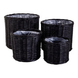 Paniers Bogor en rotin noir, lot de 4, vue de face