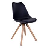 Lot de 2 chaises Bergen en cuir PU noir et bois d'hévéa