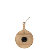 Vue de profil de l'horloge murale J-Line, mettant en valeur sa finition en bois naturel.