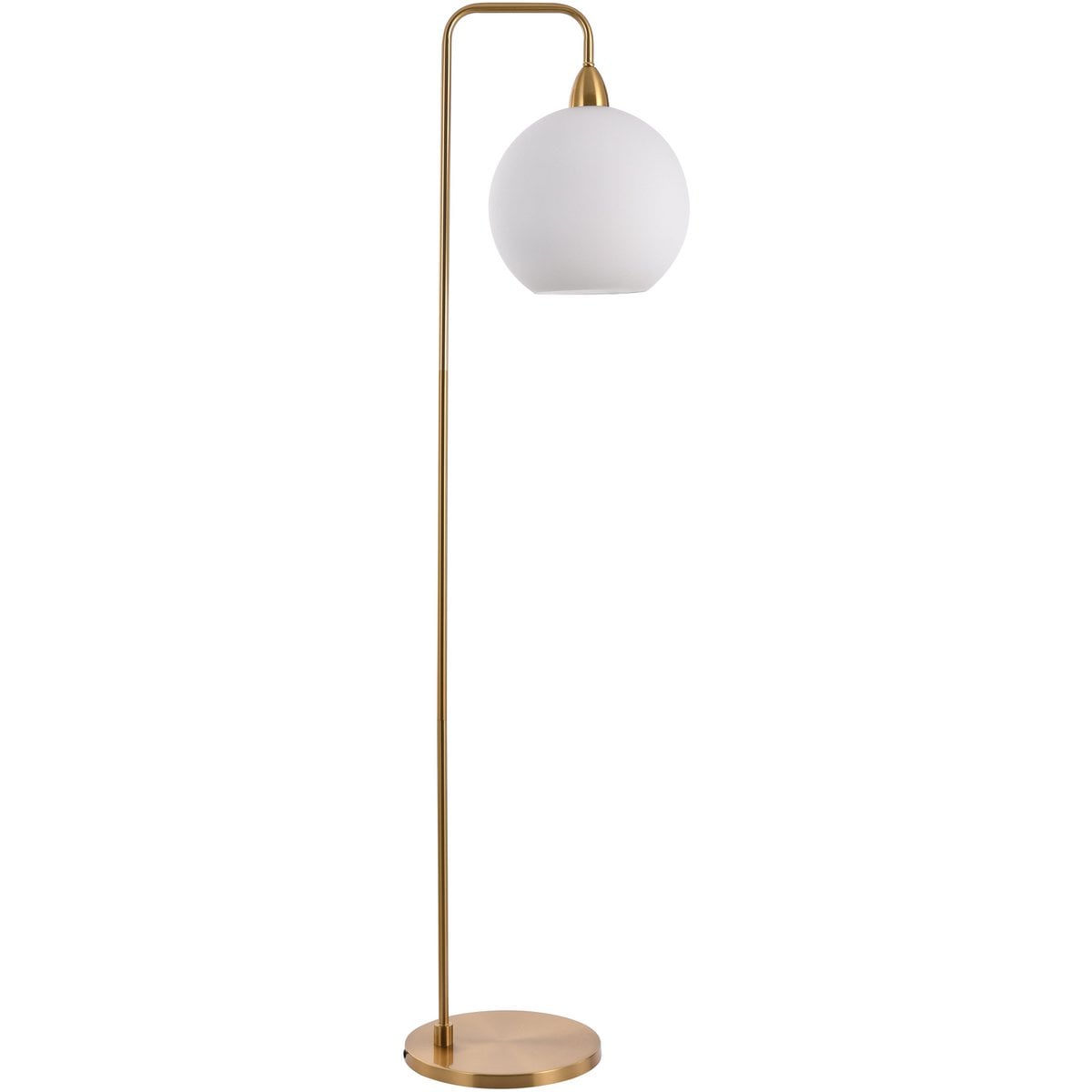 Lampadaire Xandy Blanc Or - Design moderne avec finition en laiton et verre blanc
