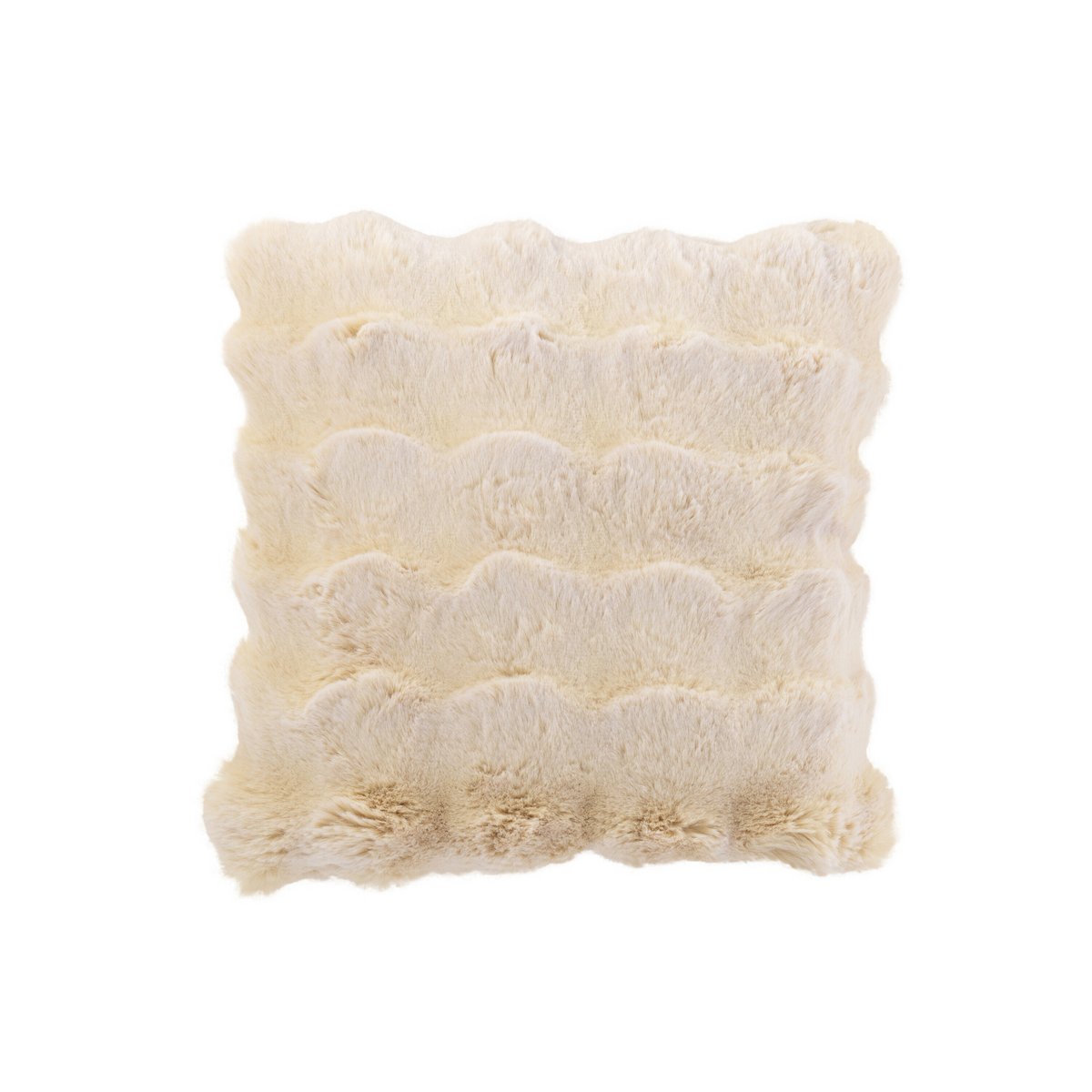 Détail du coussin Wave en polyester crème, texture douce