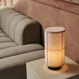 Lampe à poser Sakura marron foncé en lin et bois