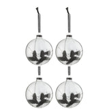 Boule de Noël J-Line en verre noir avec motif queue de lièvre séchée, élégante et raffinée.
