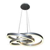 Smart Home LED Pendant Light "Divrame" Ø 58 cm, plafond en métal, en aluminium brossé et en plastique blanc, avec de nombreuses fonctions, les LED fermement construites, l'éclairage pour le salon, le bureau de la salle à manger ou le couloir