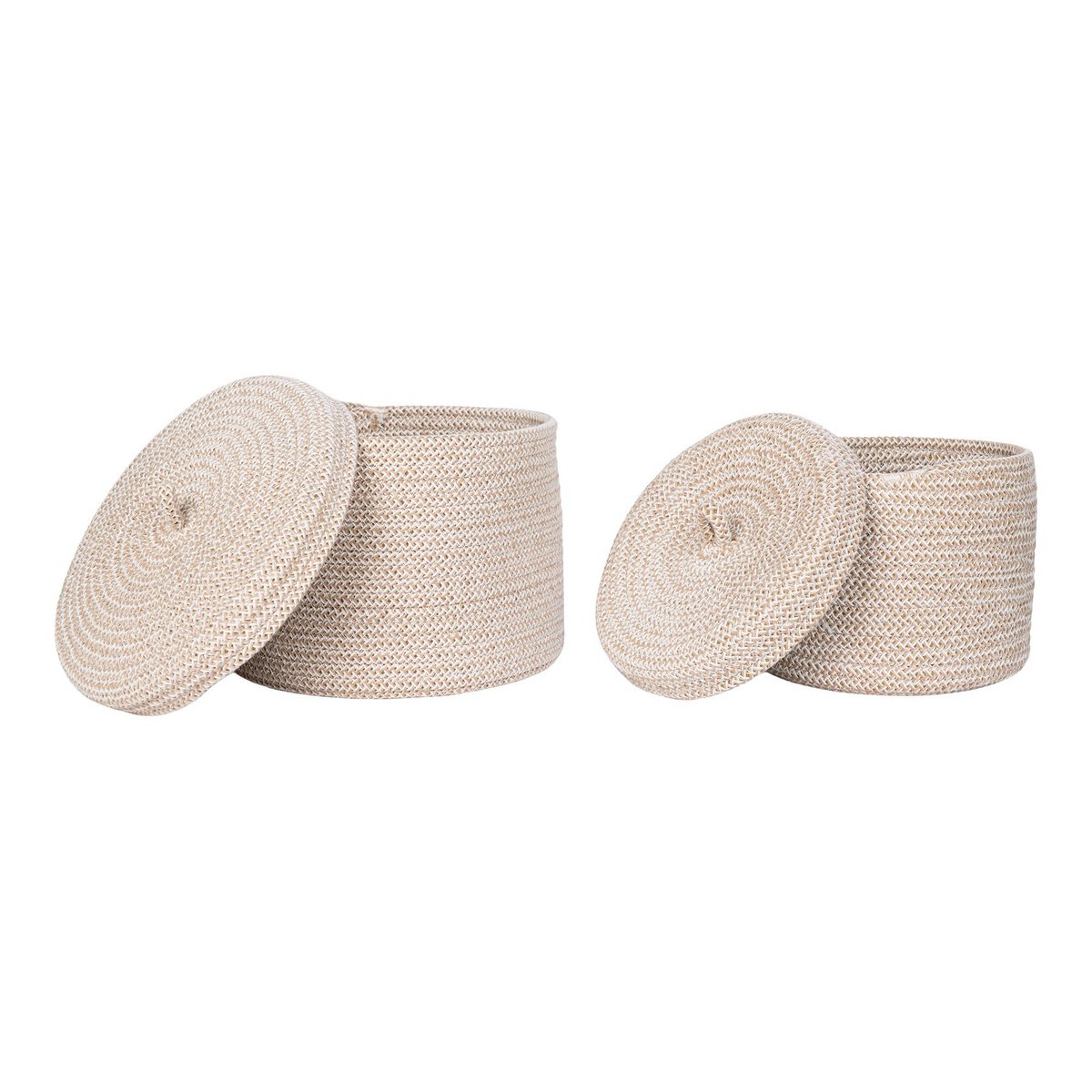 Lot de 2 paniers Sebal en coton beige, tailles différentes