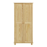 Armoire en bois de pin massif avec deux portes fermées