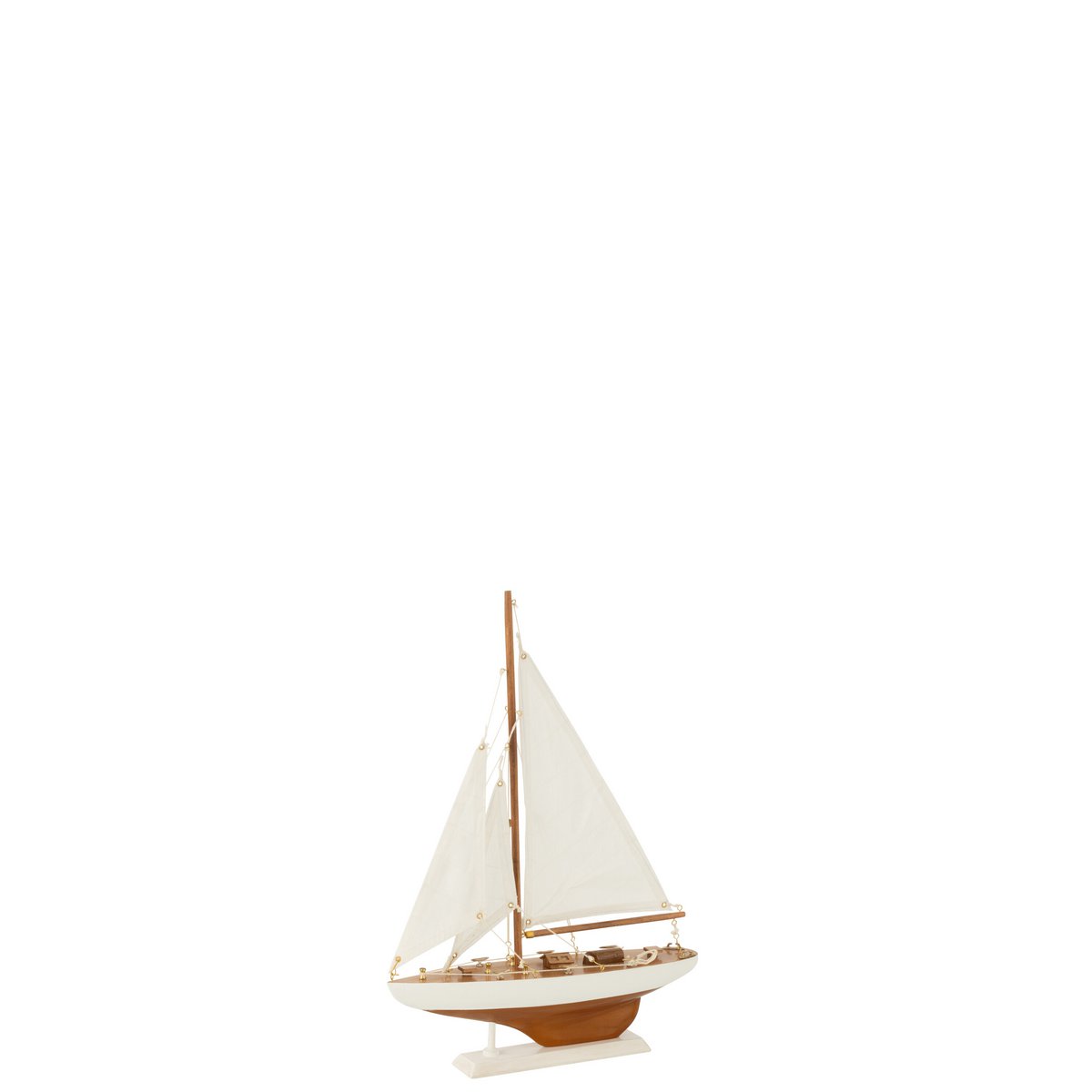 J-Line Saiboat en bois naturel et blanc, décoration élégante pour salon