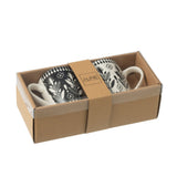 Tasses J-Line en céramique noir et blanc avec motif feuilles