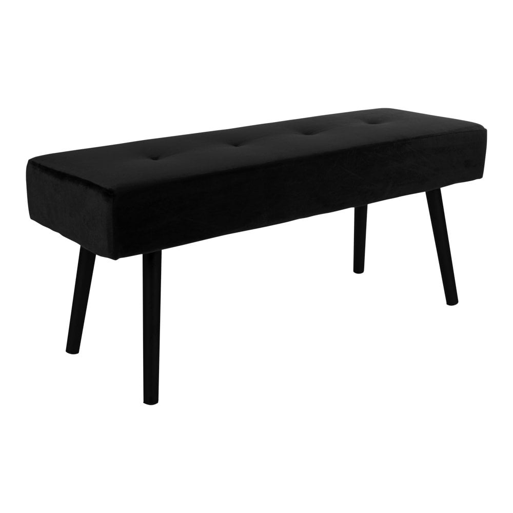Détail du revêtement en velours noir du banc Skiby