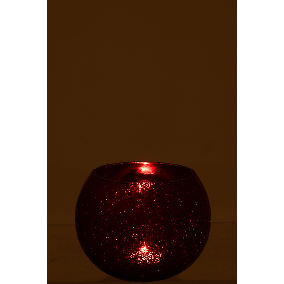 Photophore rouge J-Line avec détail craquelé, vue latérale